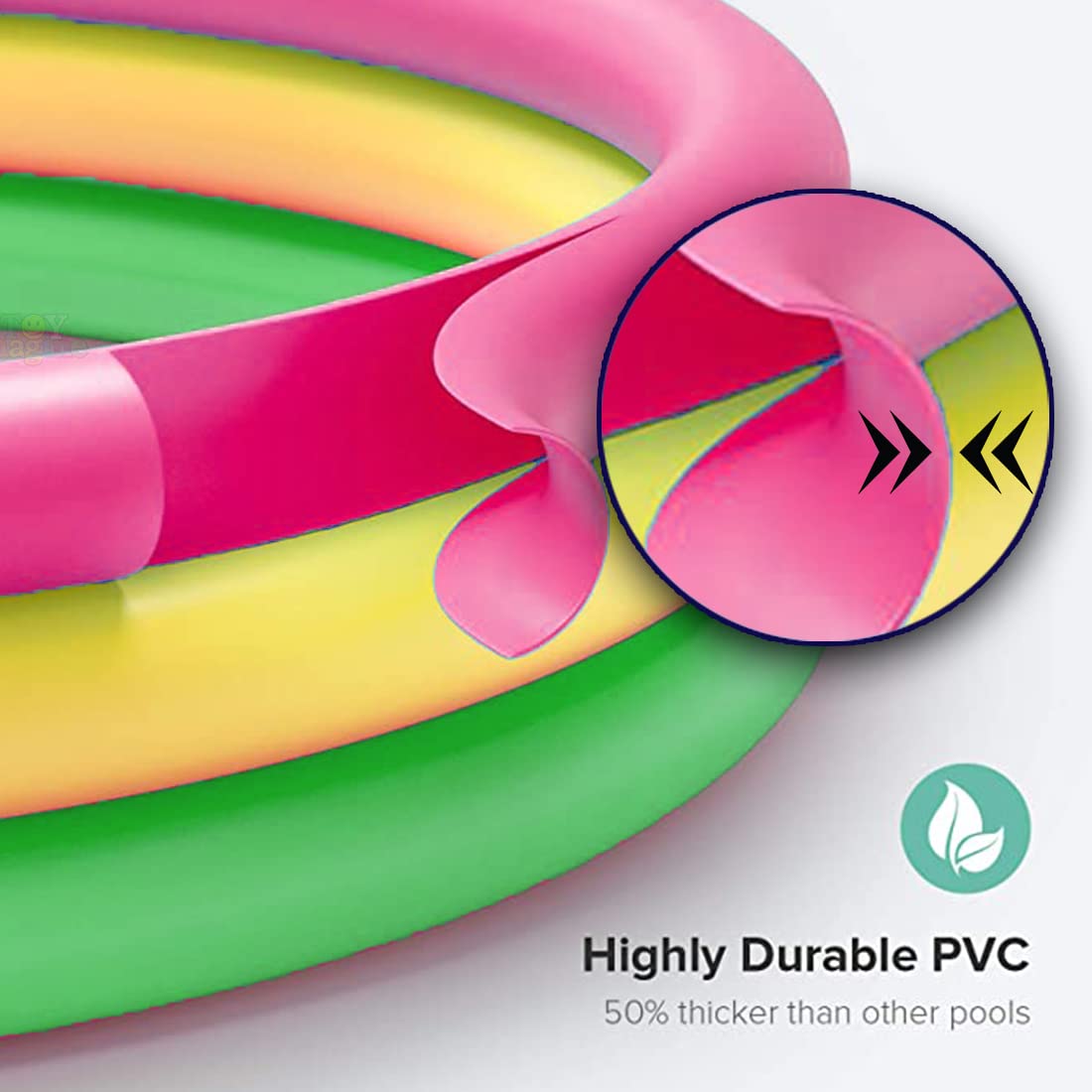 Toy Imagine 4 ft Round Inflatable Baby Pool – Sunset Glow 3 Ring Swimming Pool with Double Quick Air Pump | Mini Water Bath Tub for Kids | Swimming & Water Fun | Holi