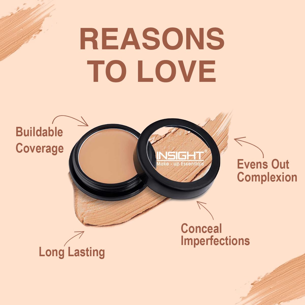 INSIGHT Concealer for All Skin Types | Waterproof & Long Lasting | Buildable Coverage | Easy to Blend | Conceals Pigmentation | Face Makeup |Beige - 3.5g