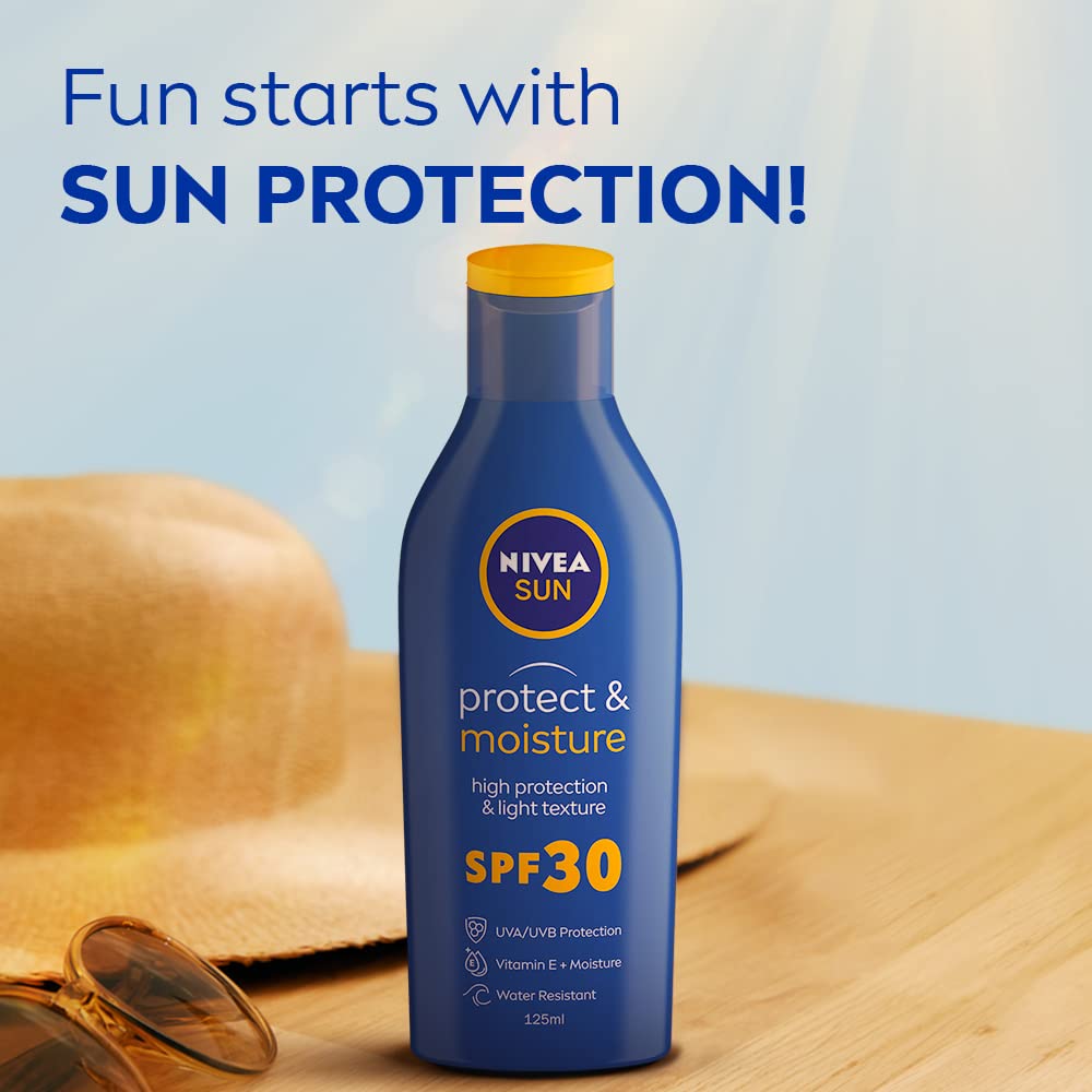 NIVEA SUN Protect and Moisture 125ml SPF 30 Sunscreen & NIVEA Shea Smooth 400ml Body Lotion