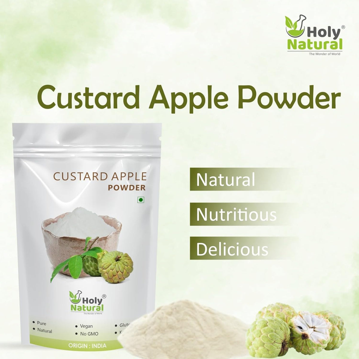 Holy Natural - The Wonder of World Custard Apple Powder|Shitaphal Powder-100 Gm