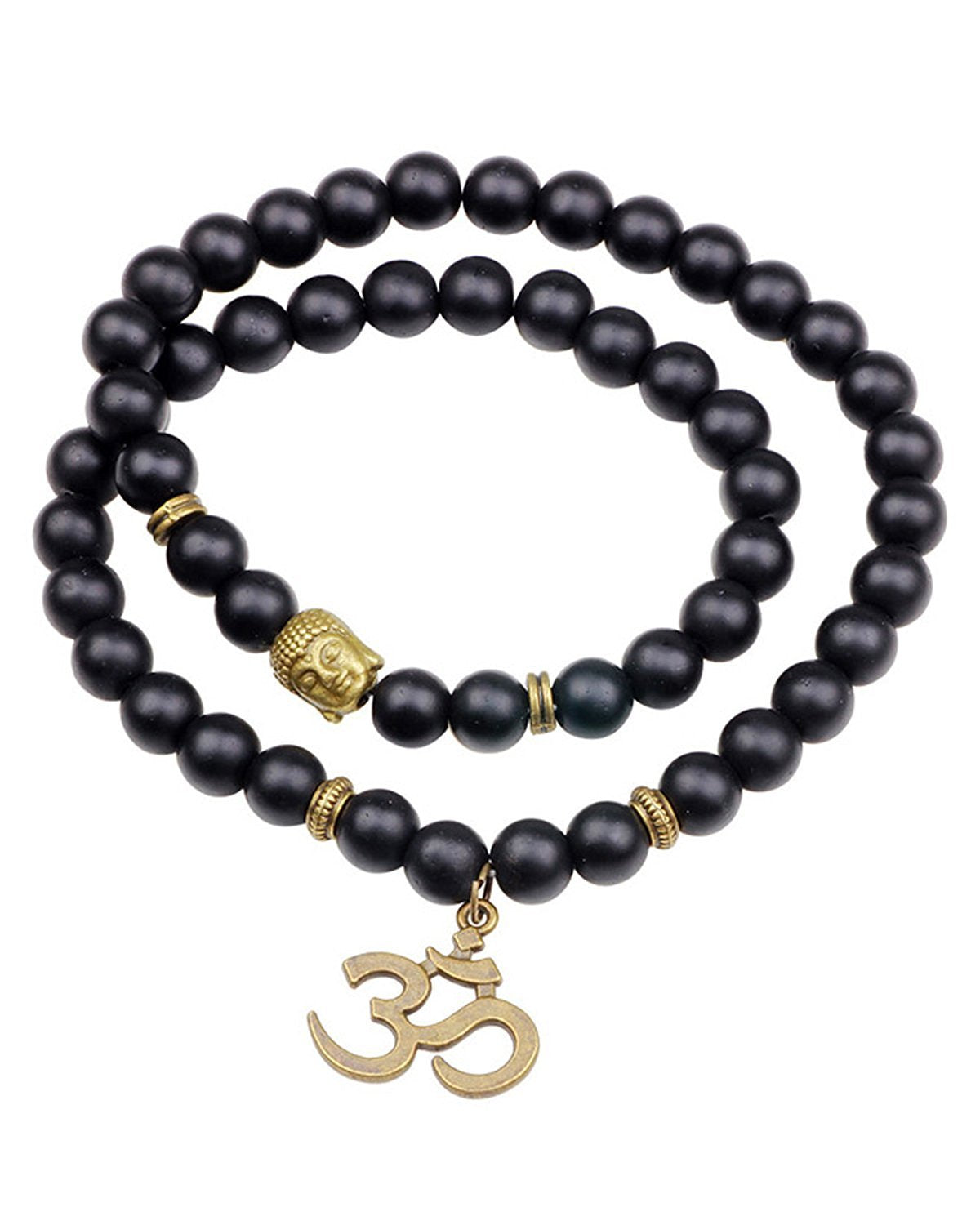 Shining Diva Fashion Yoga & Meditation Om Charm Buddha Reiki Beads Stylish Bracelet for Men Boys Women Girls Unisex (9377b)