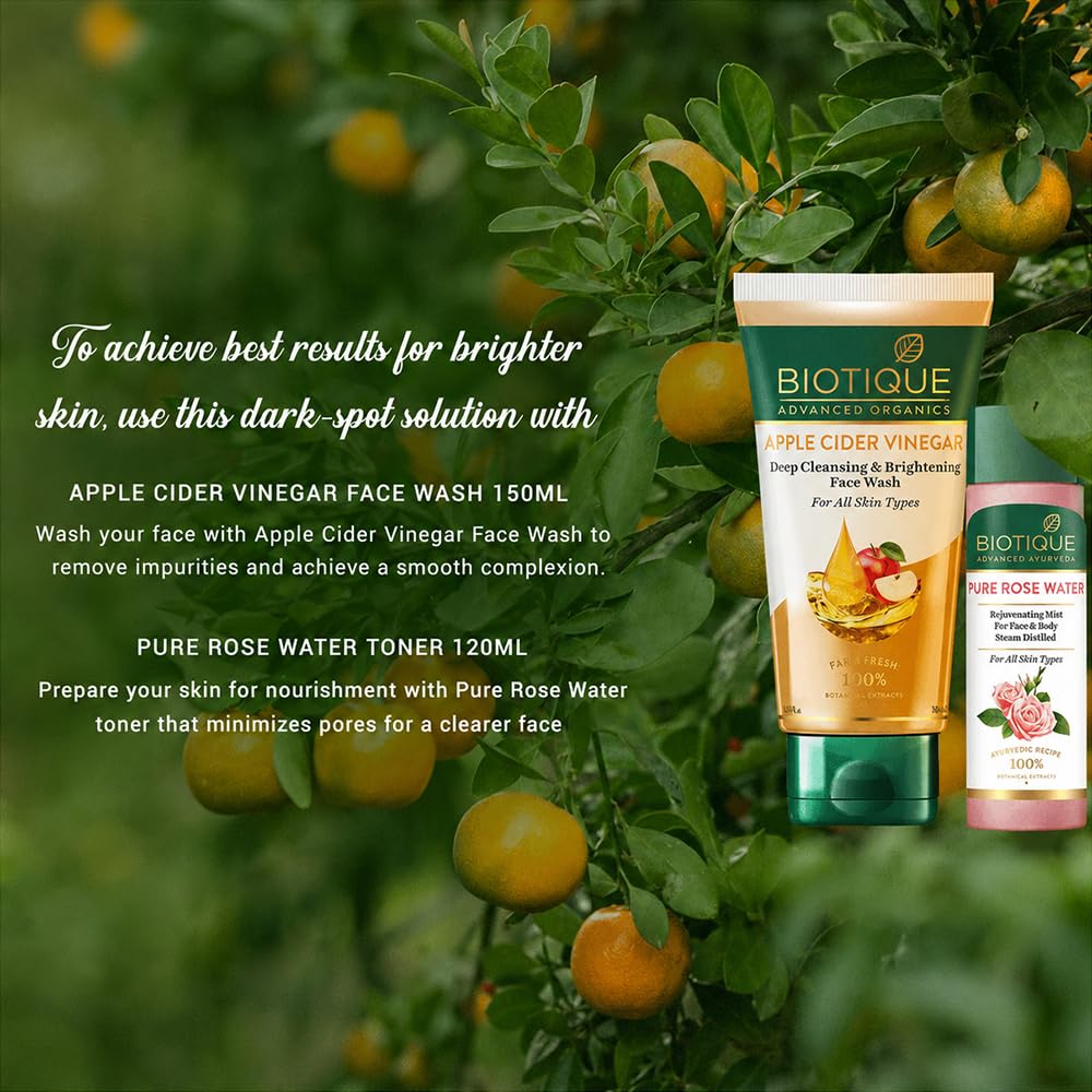Biotique Vitamin C Dark Spot Solution Serum | Helps Reduce Dark Spots, Pigmentation & Uneven Skin Tone | Lightweight, Fast-Absorbing Serum | Suitable for All Skin Types | 30ml