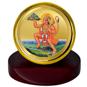DIVINITI 24K Gold Plated Religious Car Dashboard Frame | Premium God Idol Frame for Car, Home Mandir & Office Table | Spiritual Gift, Decorative Showpiece | Lord Hanuman
