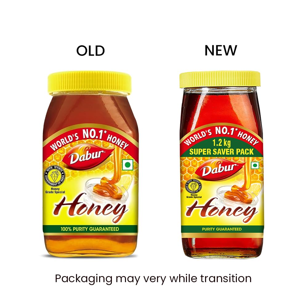 Dabur Honey - 1.2kg | Pure | World's No.1 Honey Brand with No Sugar Adulteration | For Fitness & Health | Natural Immunity Booster | Rich in Antioxidants & Minerals