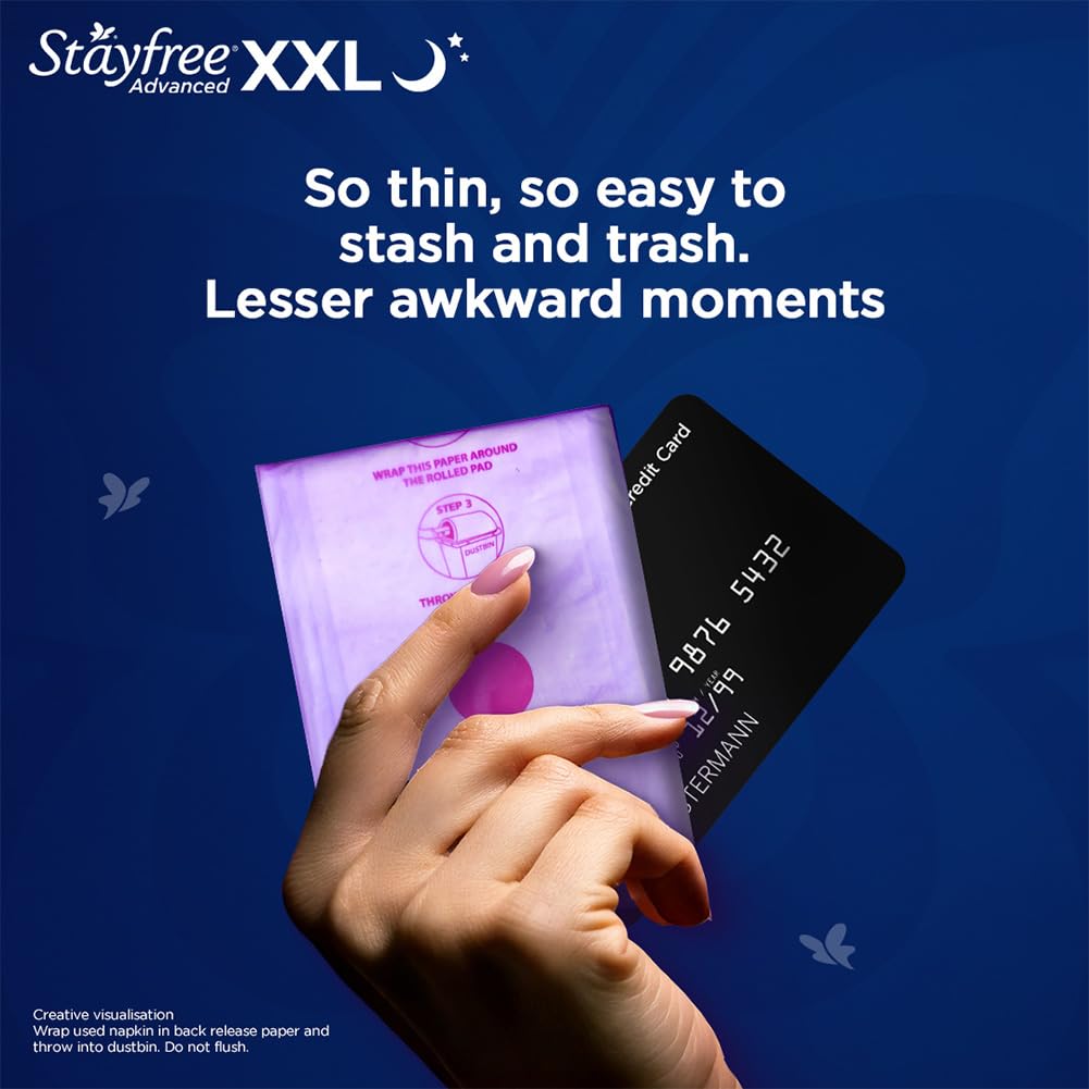 Stayfree Advanced XXL All Night Sanitary Pads For Women | 42 Pads | Ultra Soft Cover | 2x Coverage for All Round Protection | Helps Prevent Rashes & Skin Irritation