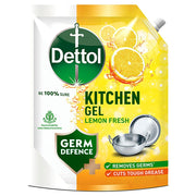 Dettol Dishwash liquid and Kitchen Gel | Cuts Tough Grease | Remove germs | Lemon Fragrance | 1500ml (Refill Pack)