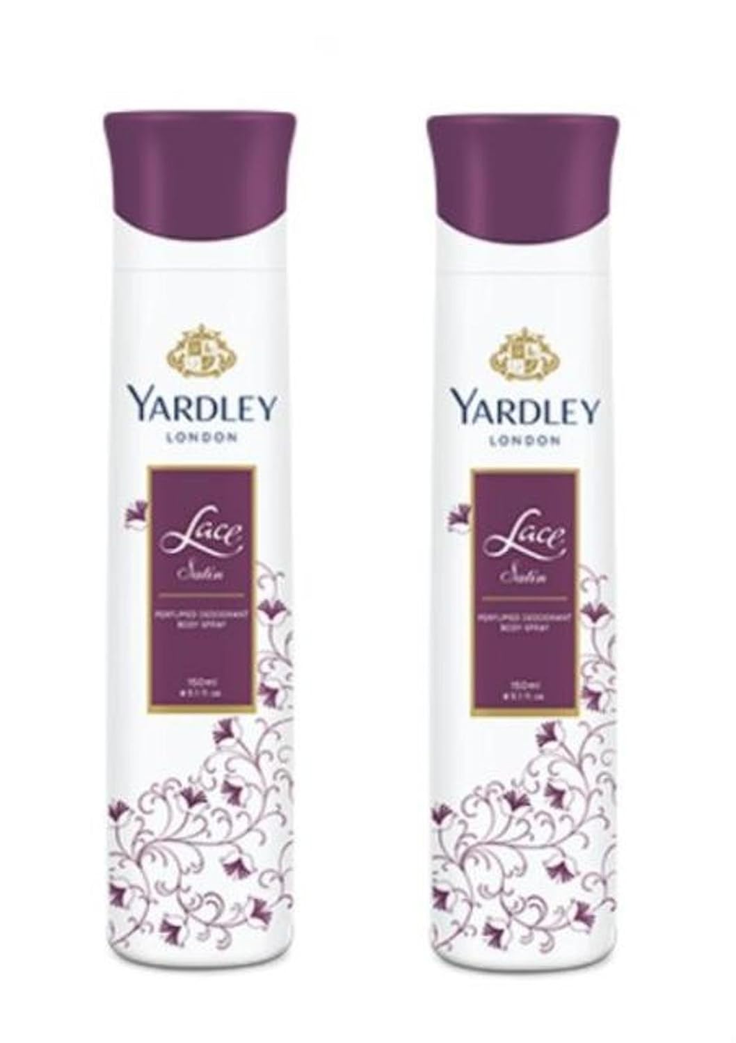 Yardley London Lace Satin Deodorant Spray For Women 150-Ml (Pack Of 2)