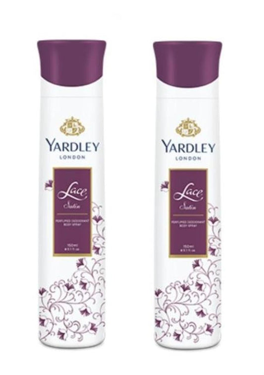 Yardley London Lace Satin Deodorant Spray For Women 150-Ml (Pack Of 2)