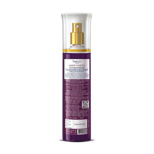 Yardley London Magnolia & Grapefruit Fine Fragrance Mist Spray| 2X Perfume Spray For Women| 91% Naturally Derived| 135ml