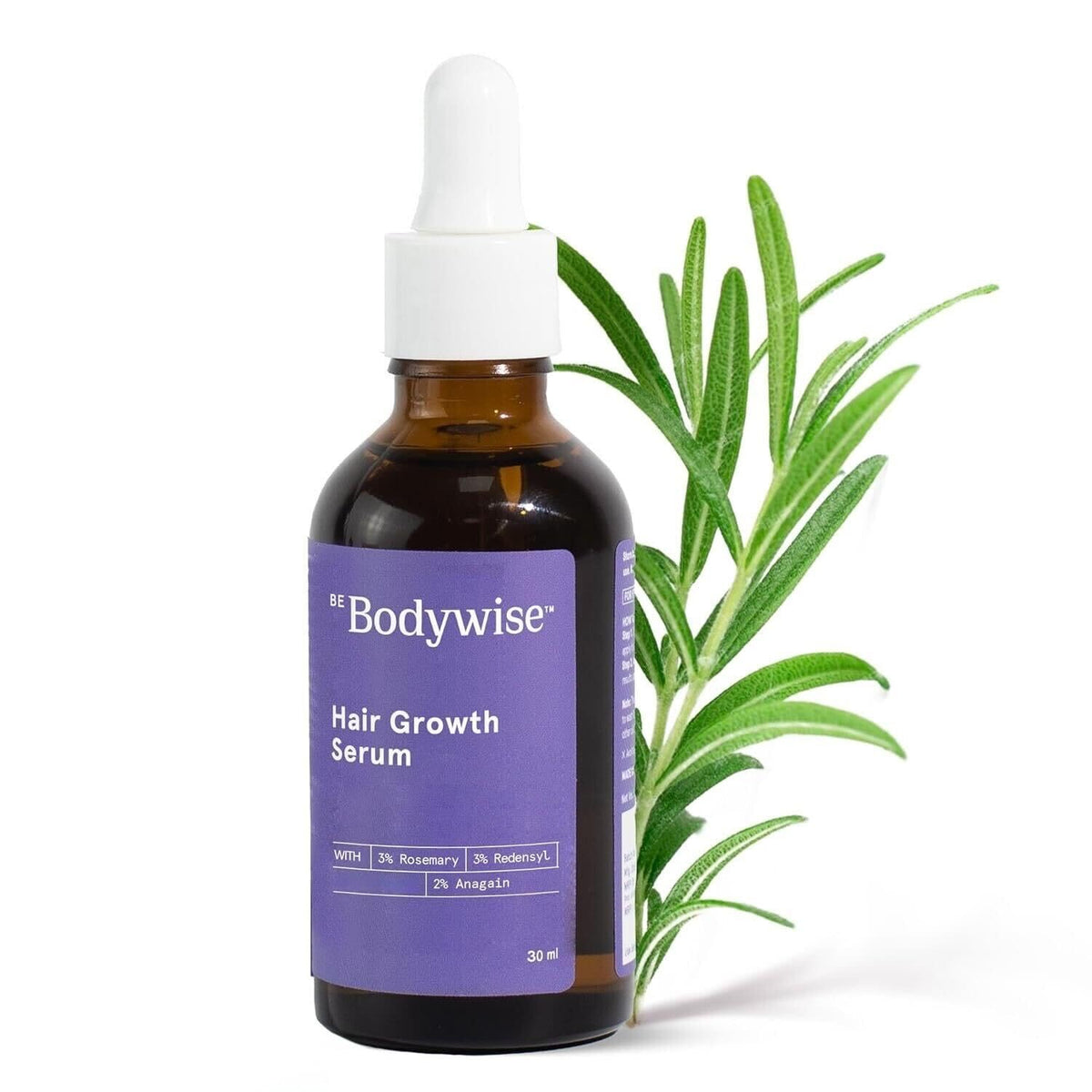 Be Bodywise 3% Rosemary Hair Serum | With 3% Redensyl & 2% Anagain | For Thicker & Stronger Hair | Prevents Hair Fall & Stimulates Hair Follicles | For All Hair Types | 30ml