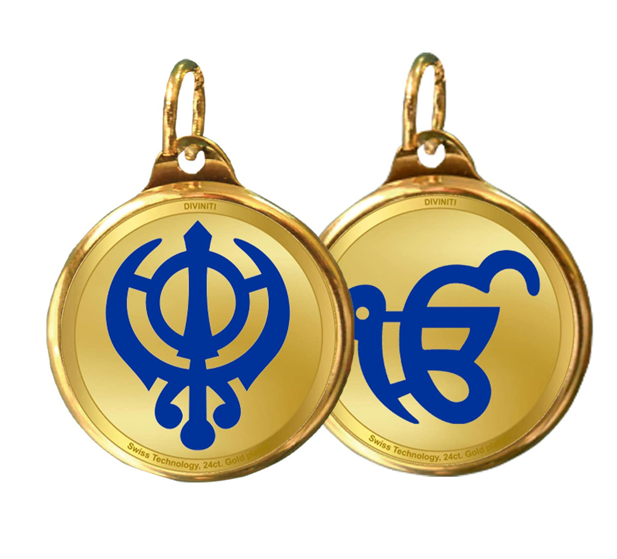 DIVINITI 24K Gold Plated Double-Sided Religious Pendant with Premium Gift Box, Spiritual Locket for Men & Women, Devotional Jewellery for Gifting & Everyday Wear | Khanda Sahib & Ek Onkar