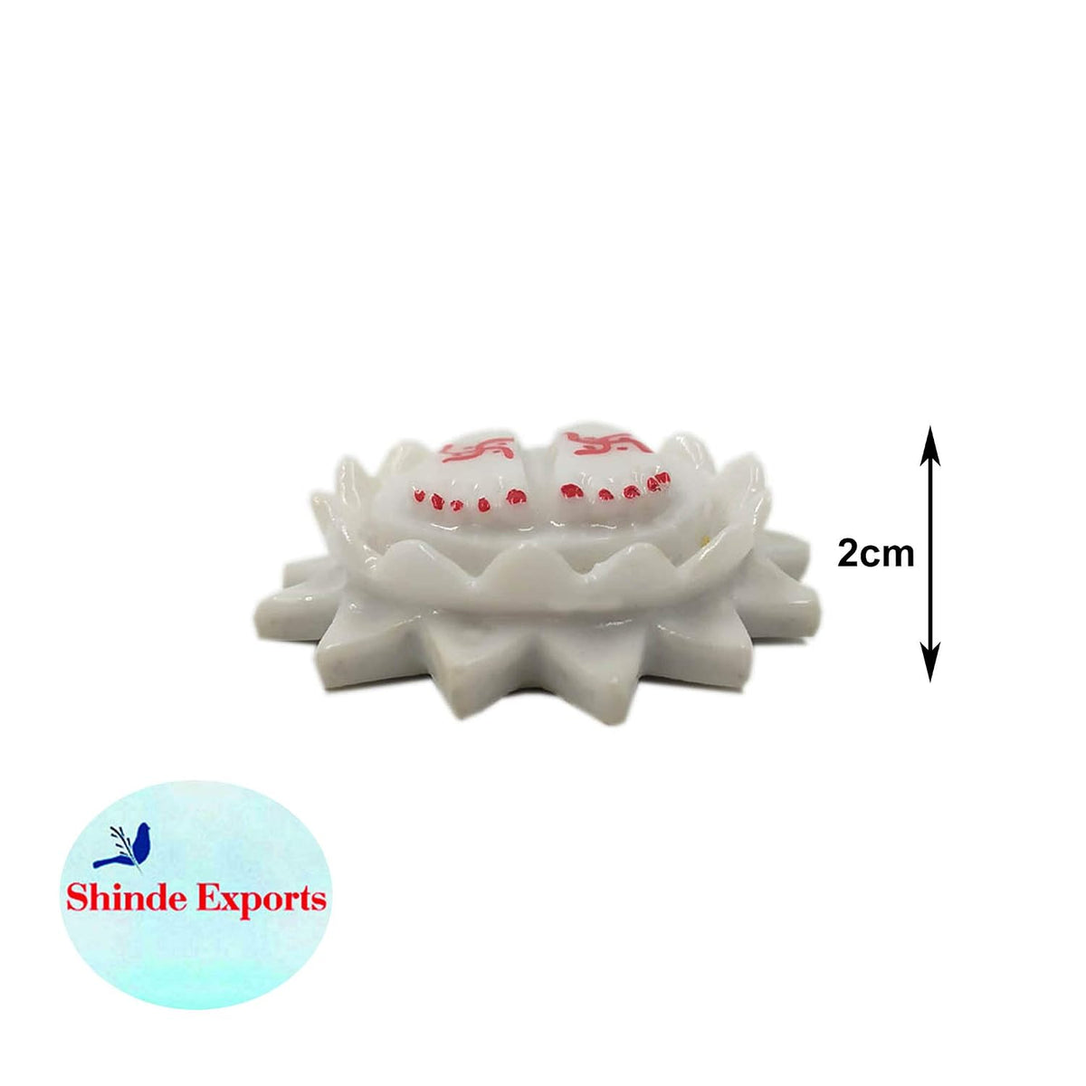SHINDE EXPORTS Marble Lotus Charan Paduka for Puja (6 cm, White)