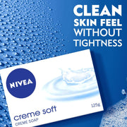 NIVEA Creme Soft Soap with Natural Almond Oil, Moisturizing Beauty Bath Soap & Cream Soap for Hands & Body, Rich Creamy Lather for Soft, Smooth & Healthy Skin, Gentle Daily Cleansing, Pack of 4 x 125 g
