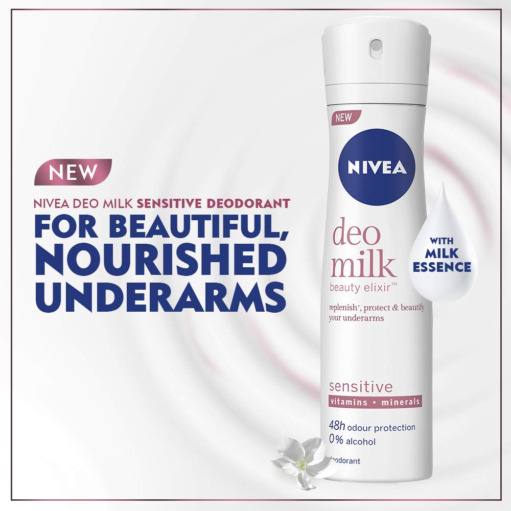 NIVEA Deodorant Spray For Women, Deo Milk Sensitive, 150 Ml