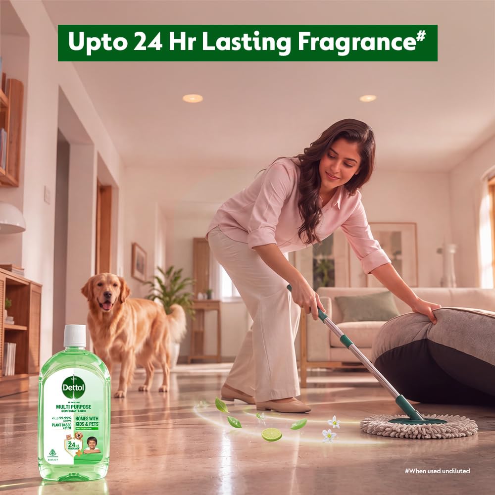 Dettol Plant-Based Disinfectant Liquid 550ml, Tea & Fresh Citrus Fragrance – Kids Safe & Pet Friendly | Multi-Purpose Cleaner for Floor & Laundry | Kills 99.99% Germs