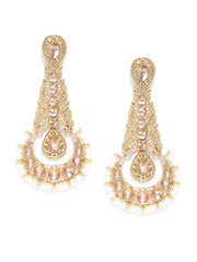 Priyaasi Gold-Plated Kundan and Pearls Studded Drop Earrings