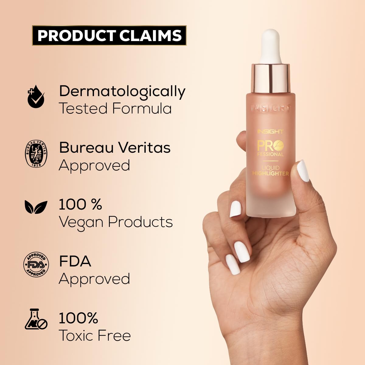 INSIGHT Professional Liquid Highlighter - Fire Glow | Glowly Finish | Waterproof & Smudgeproof | Multiuse - 25g