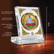 DIVINITI 24K Gold Plated Religious Car Dashboard Frame | Premium God Idol Frame for Car, Home Mandir & Office Table | Spiritual Gift, Decorative Showpiece | Ram Thakur