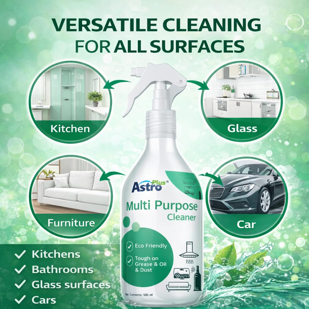 Astro Plus+ Multi Purpose Cleaner 250 ml | Powerful Degreasing Spray for Kitchen, Bathroom, Glass & Car | Tough on Grease, Oil & Dust | Eco Friendly All Surface Cleaner
