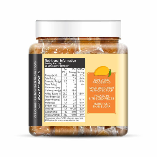 NatureVit Aam Papad, 300g | Mango Toffee | Mango Pulp Candy | Sweet & Tangy Snacks