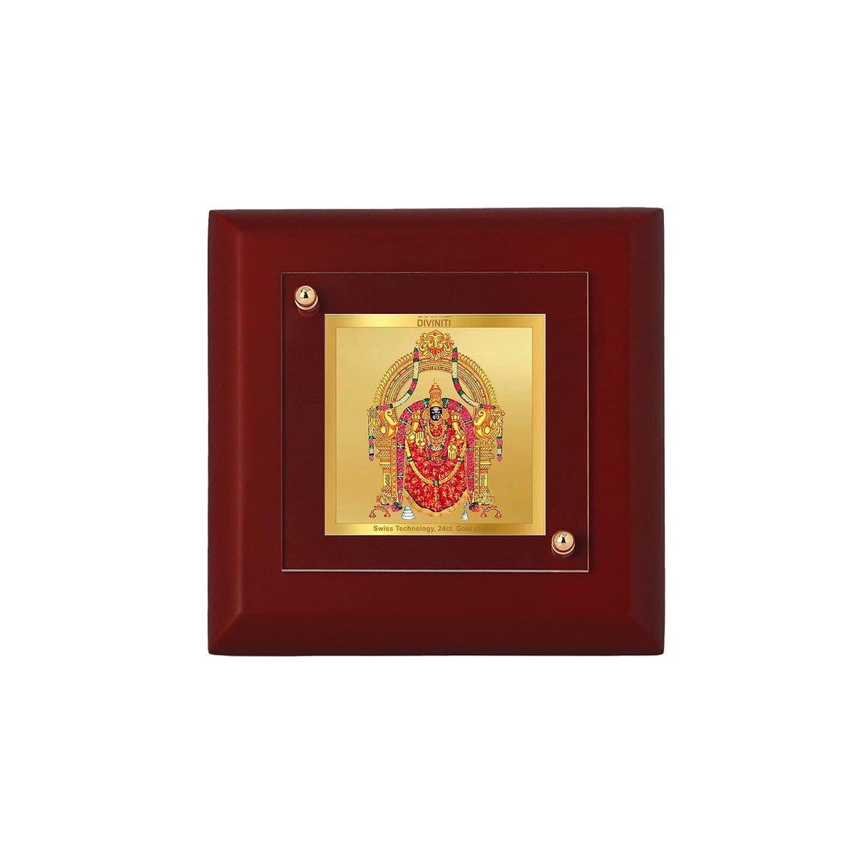 DIVINITI Maa Padmavati 24K Gold Plated MDF Photo Frame|Premium Religious Table Top Frame for Home, Office & Prayer Room|Luxury Spiritual Gift Item for Housewarming, Festive Gifting|10 x 10 CM
