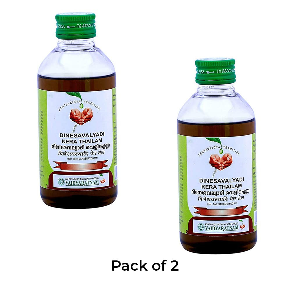 Vaidyaratnam Dinesavalyadi Kera Thailam 200 ml (Pack of 2)| Ayurvedic Products | Ayurveda Products | Vaidyaratnam Products