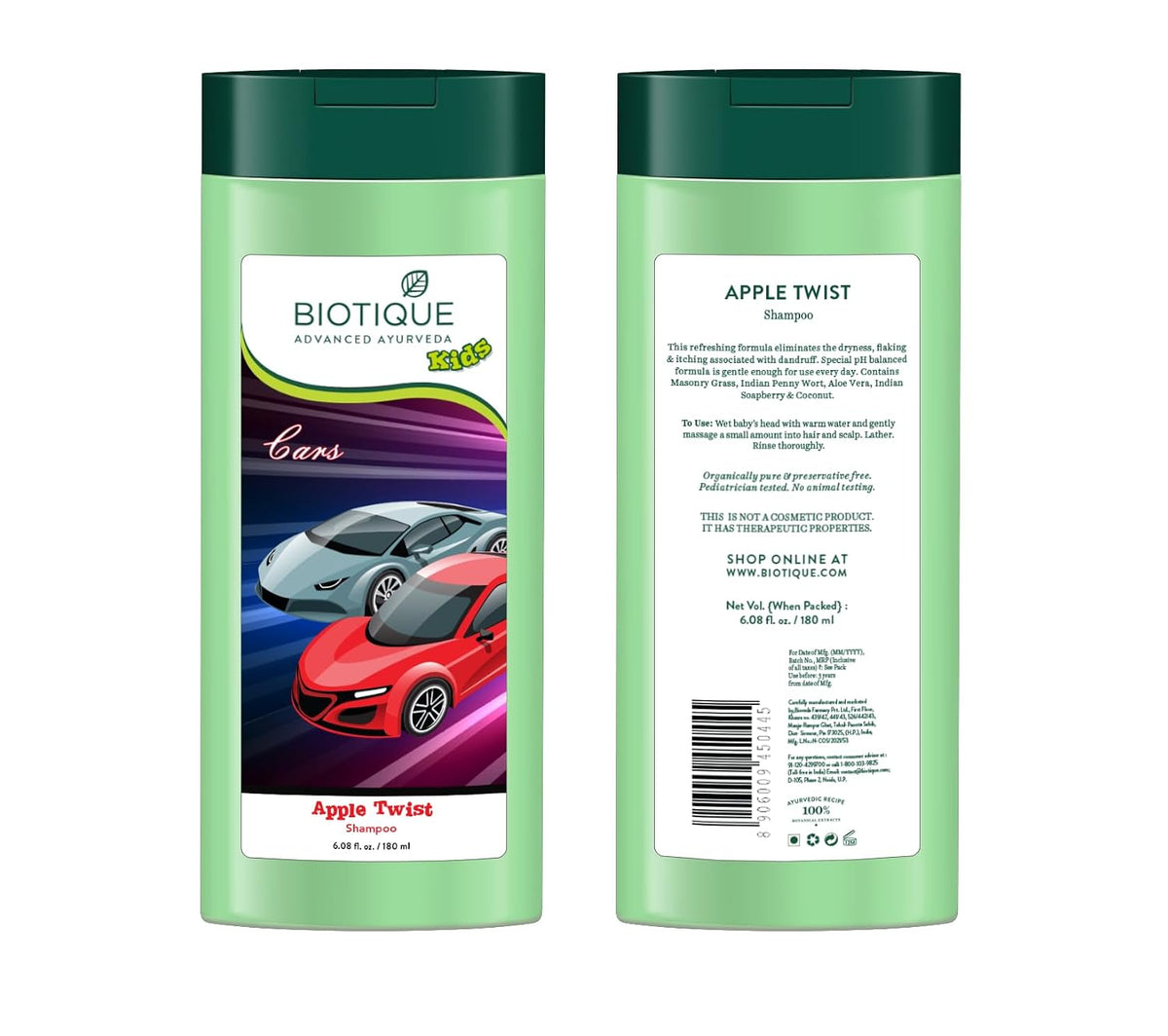 Biotique Apple Twist Shampoo for Disney Kids| Enriched with Natural Apple Extracts & Botanical Ingredients | Helps Cleanse, Nourish & Strengthen Kids’ Hair | 180ml