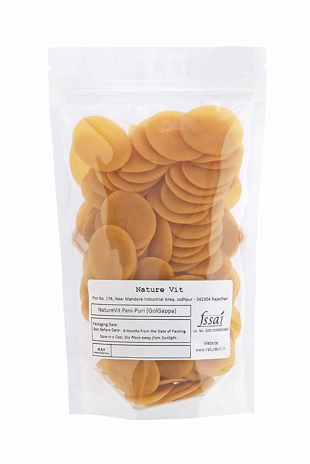 NatureVit Ready to Fry Pani Puri Papad, 400g I Oval Papad | Hygienic & Tasty I Golgappe | Golgappa