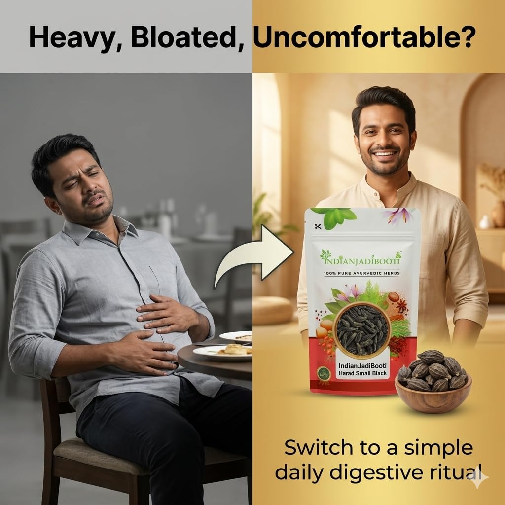IndianJadiBooti Harad Small Black (Kali Harad) | Terminalia Chebula for Gas & Digestion | Choti Harad/Bal Harad/Himej | Sun-Dried & Whole | 900g Pack of 2