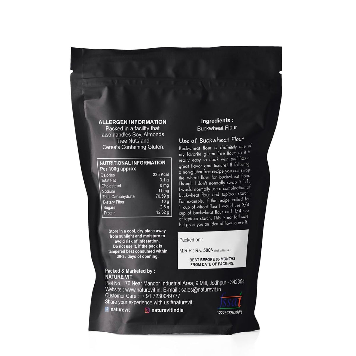 NatureVit Buckwheat, 400g | Kuttu Ka Atta | Gluten-Free Millet for Fasting, Cooking & Healthy Recipes | High in Fiber & Protein | Ideal for Navratri & Vrat | Freshly Packed