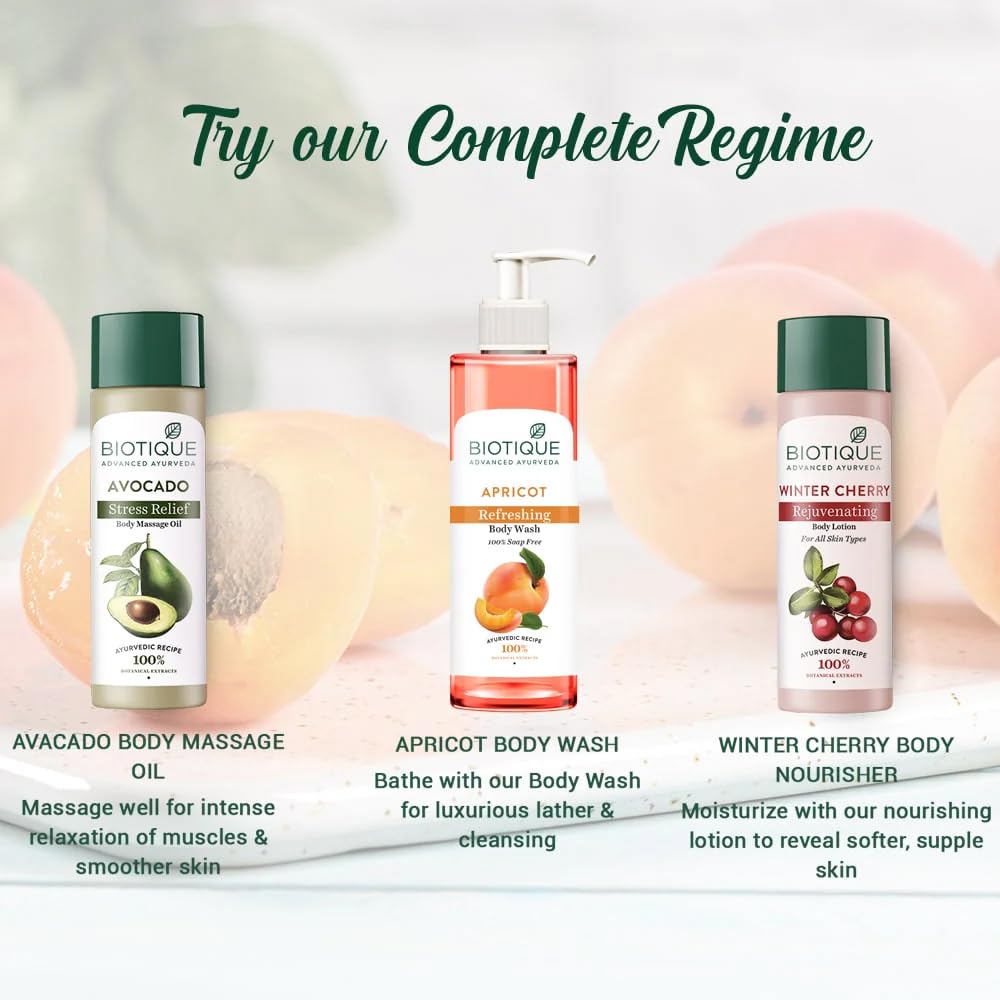 Biotique Bio Apricot Refreshing Body Wash | Keeps Skin Fresh and Clean | Brightens Skin and Reducing Dark Spots | 100% Botanical Extracts | Suitable for All Skin Types | 800ml