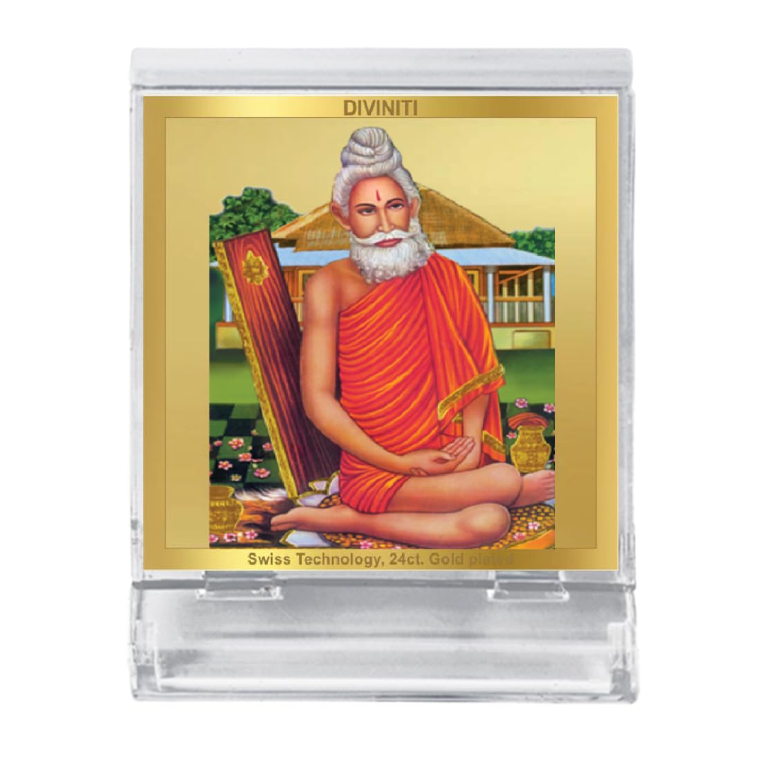 DIVINITI 24K Gold Plated Religious Car Dashboard Frame | Premium God Idol Frame for Car, Home Mandir & Office Table | Spiritual Gift, Decorative Showpiece | Baba Lok Nath