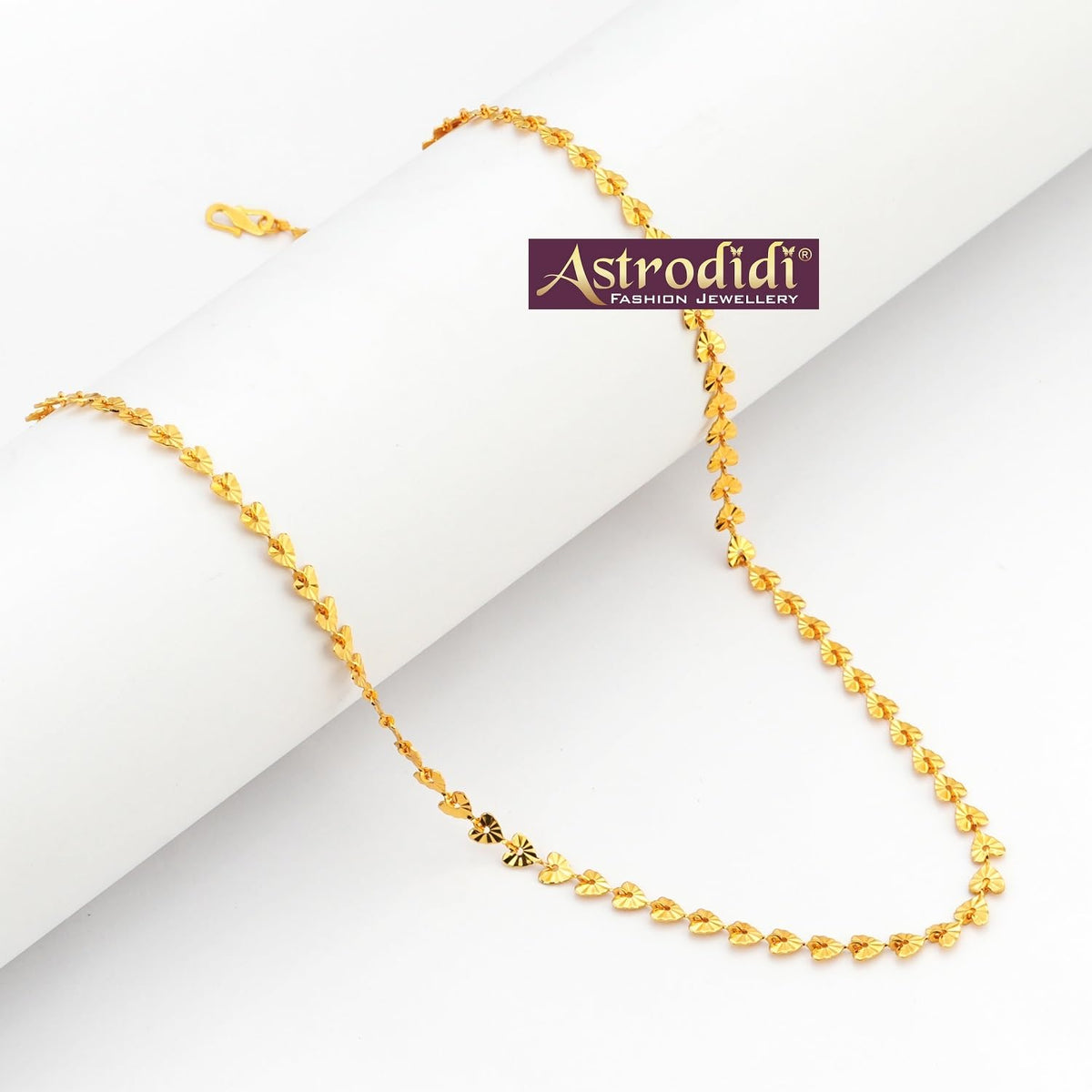 ASTRODIDI Gold Plated Chain | 24 Inch Stylish Light Weighted Golden Brass Neck Chain For Girls Women Men Boys (CHAIN-BALA-18)