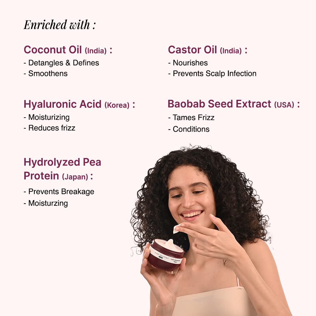 Bare Anatomy Curl Defining Shampoo & Curl Enhancing Hair Mask Combo | Curl Retention & 2X Frizz Protection For 48 Hours | Coconut Oil, Hyaluronic Acid & Castor Oil | Sulphate & Paraben Free | 250ml +