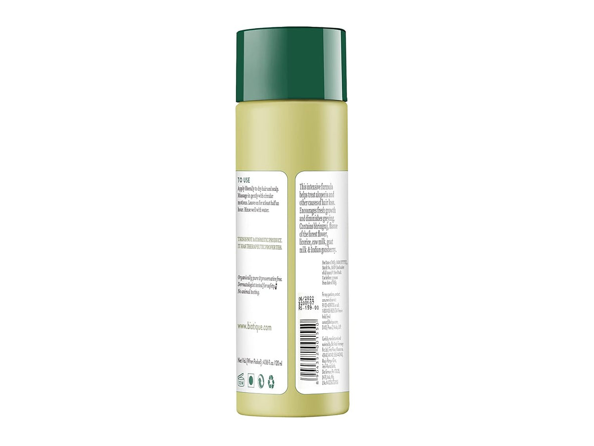 Biotique Bio Bhringraj Therapeutic Hair Oil for Falling Hair | Intensive Regrowth Treatment | Nourishing Follicles| Strong and Shiny | For All Skin Types| 200m