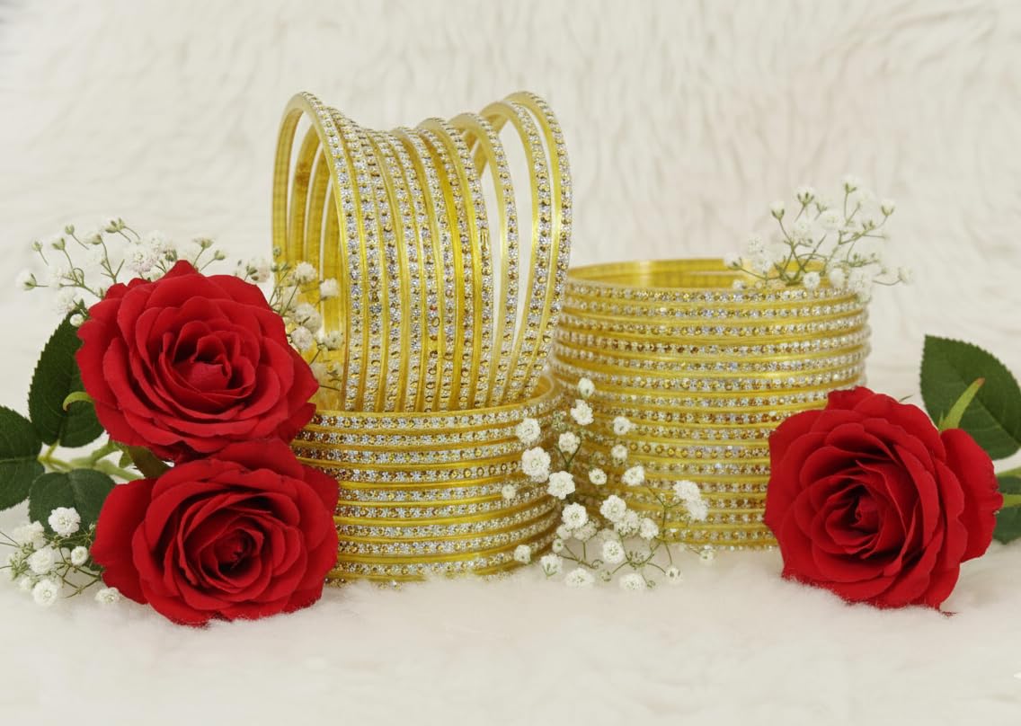 NMII Glass with Polka Dots & Glitter Stylish Fancy Bangles Set For Women & Girls | Glass Bangles | Traditional Women Bangles - Pack of 36 Bangle