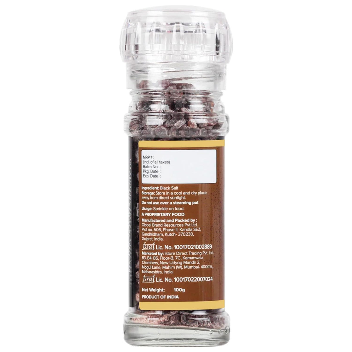 Urban Platter Black Rock Salt Grinder, 100g (Sendha Namak | Easy to Grind | Free from Micro-Plastics | Pure & Natural | Rich in Natural Minerals)