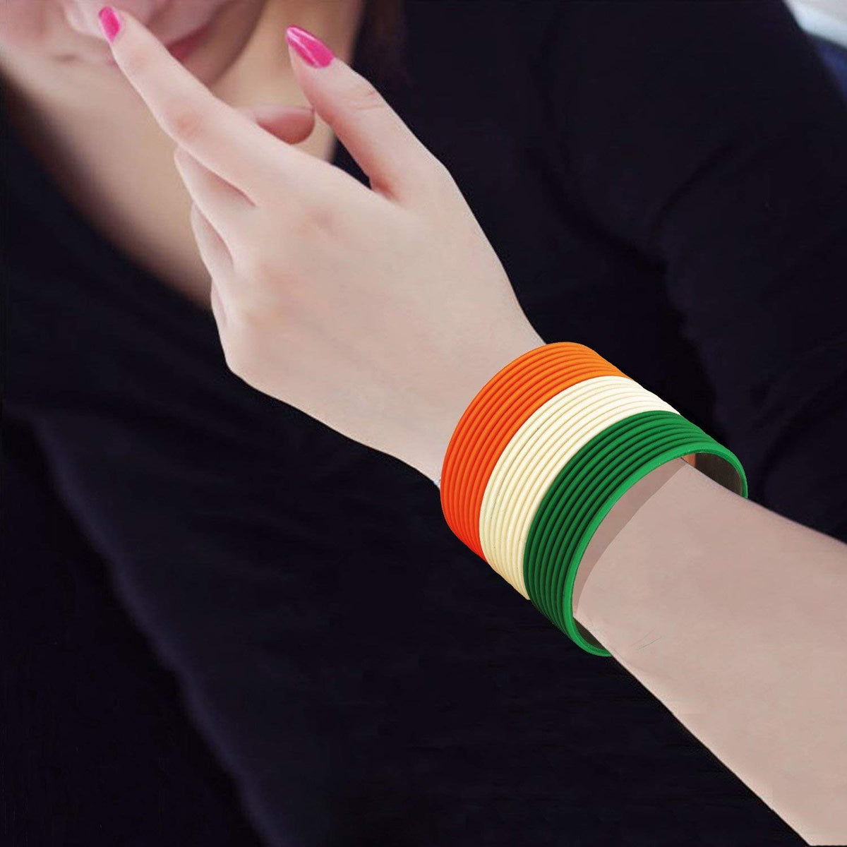 NMII Plain Tri Colour Color Metal BangIes Set For Women/Girls/Kids | Independence Day | Republic Day | Tiranga Colours Bangle set | Bangles | Chudi Set
