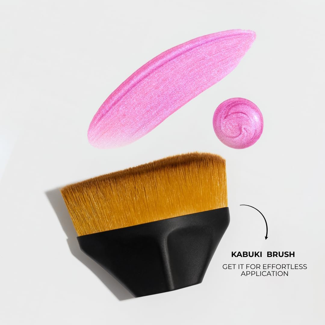 Suroskie Glow Drip 50ml Pink Luxe Body Highlighter with Brush | Shimmer Oil for Radiant & Luminous Skin | Non-Greasy & Quick Absorbing | with Superfood Oils & Pink Mica | Body Shimmer for Women