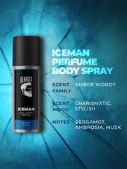 Beardo ICEMAN Body Spray for Men | Long Lasting Deodorant | Fragrance Body Spray | Amber Woody, Aromatic Fresh | Gift for Men & Friends | 150ml