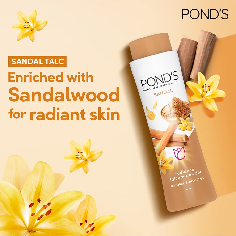 POND'S Sandal Radiance Talcum Powder, Pack of 600 g