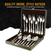 Parage 18 Pieces Premium Stainless Steel Cutlery Set, Home & Kitchen with Gift Box (6 Pieces Each Table Spoons, Table Forks & Tea Spoons) with Leatherite Box (Imperial Design)
