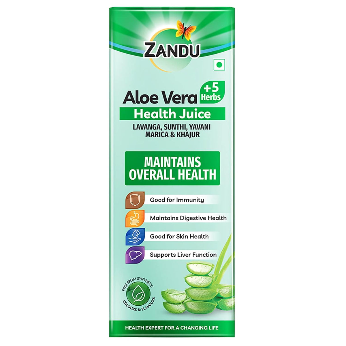Zandu Aloe Vera + 5 Herbs Health Juice | Ayurvedic Immunity Booster | Good for Digestive Health, Skin Health & Liver Function | No Added Sugar (1000ml)