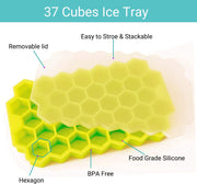 E-COSMOS® Flexible Silicone Honeycomb 37 Cavity Ice Cube Trays for Freezer with Lid Silicone Ice Cube Tray withMoulds Small Cubes Whiskey Fridge Bar Soft Ice Cube Tray (POF 1)