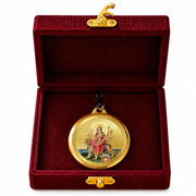 DIVINITI 24K Gold Plated Double-Sided Religious Pendant with Premium Gift Box, Spiritual Locket for Men & Women, Devotional Jewellery for Gifting & Everyday Wear | Durga - Sherawali Mata With Pind & Mata Ka Darbar - CLR Pendant