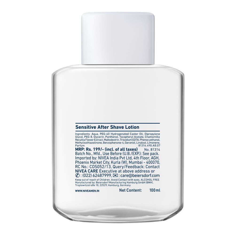 NIVEA MEN Sensitive After Shave Lotion, 100ml, 0% Alcohol no burning