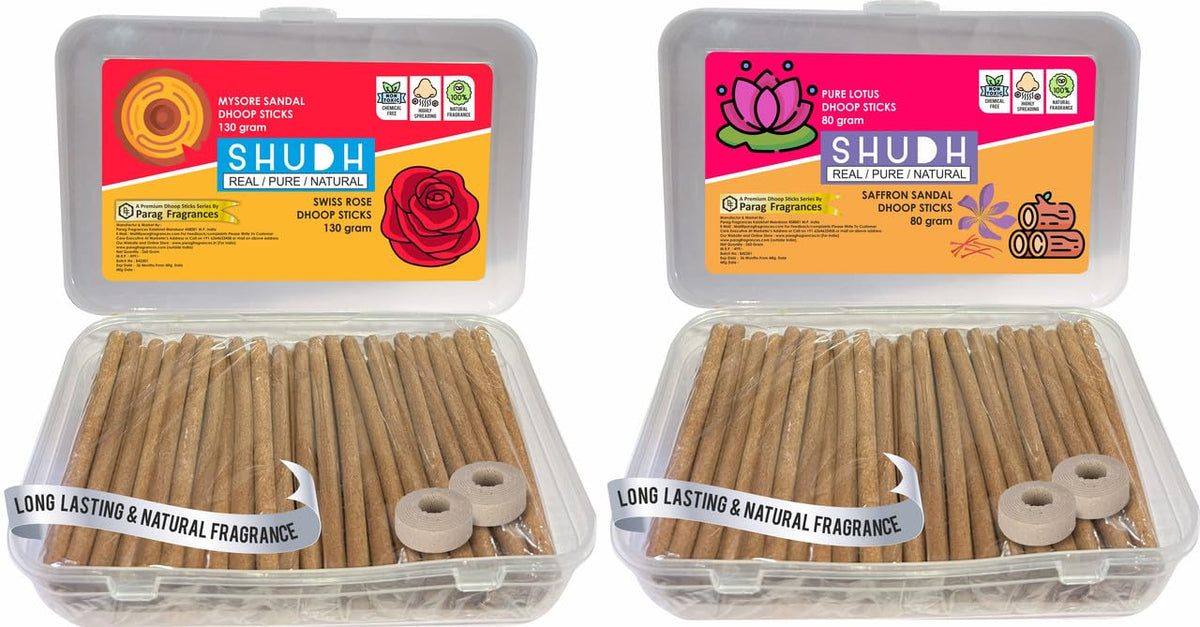 Parag Fragrances Shudh Brown Kasturi & White Kasturi Dhoop Sticks Combo/Natural Dhoop Incense Sticks 130 gm + 130 gm = 260 gm
