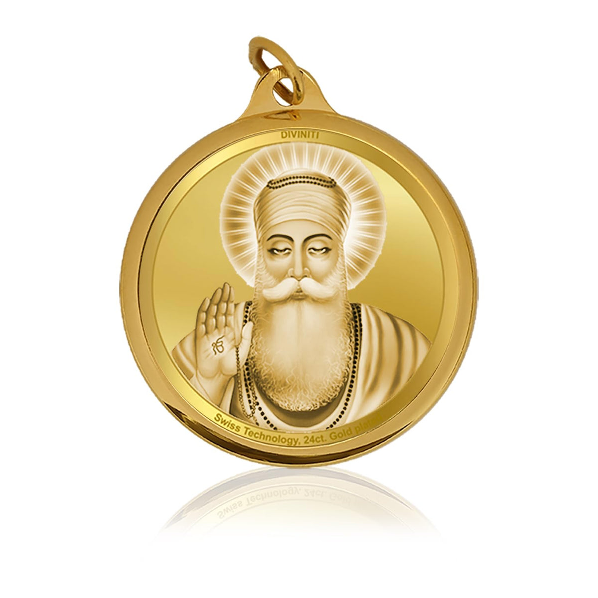 DIVINITI 24K Gold Plated Double-Sided Religious Pendant with Premium Gift Box, Spiritual Locket for Men & Women, Devotional Jewellery for Gifting & Everyday Wear | Guru Nanak & Golden Temple