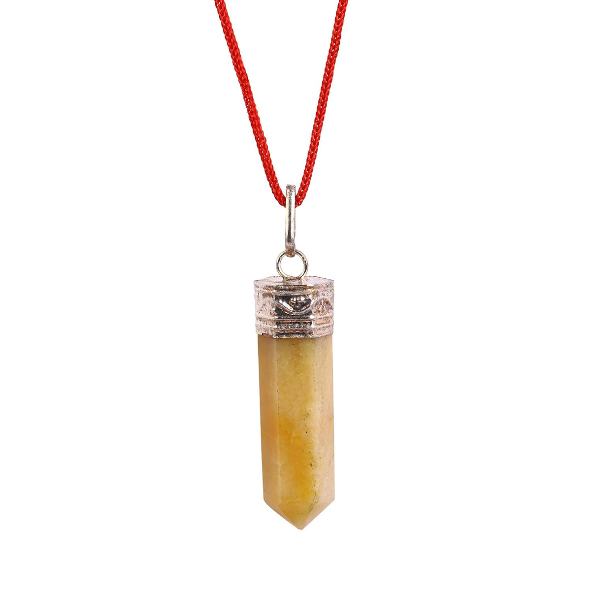 ASTRODIDI Natural Yellow Aventurine Stone Pendant Pencil Shape Crystal Stone Pendant for Reiki Healing and Crystal Healing Stone Pendant Locket for Men, Women, Boys, Girls.