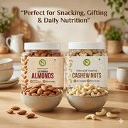 NatureVit Almonds & Cashew Nuts Combo of 500 Gram (250g Each) | Healthy Snack for Family & Gifting